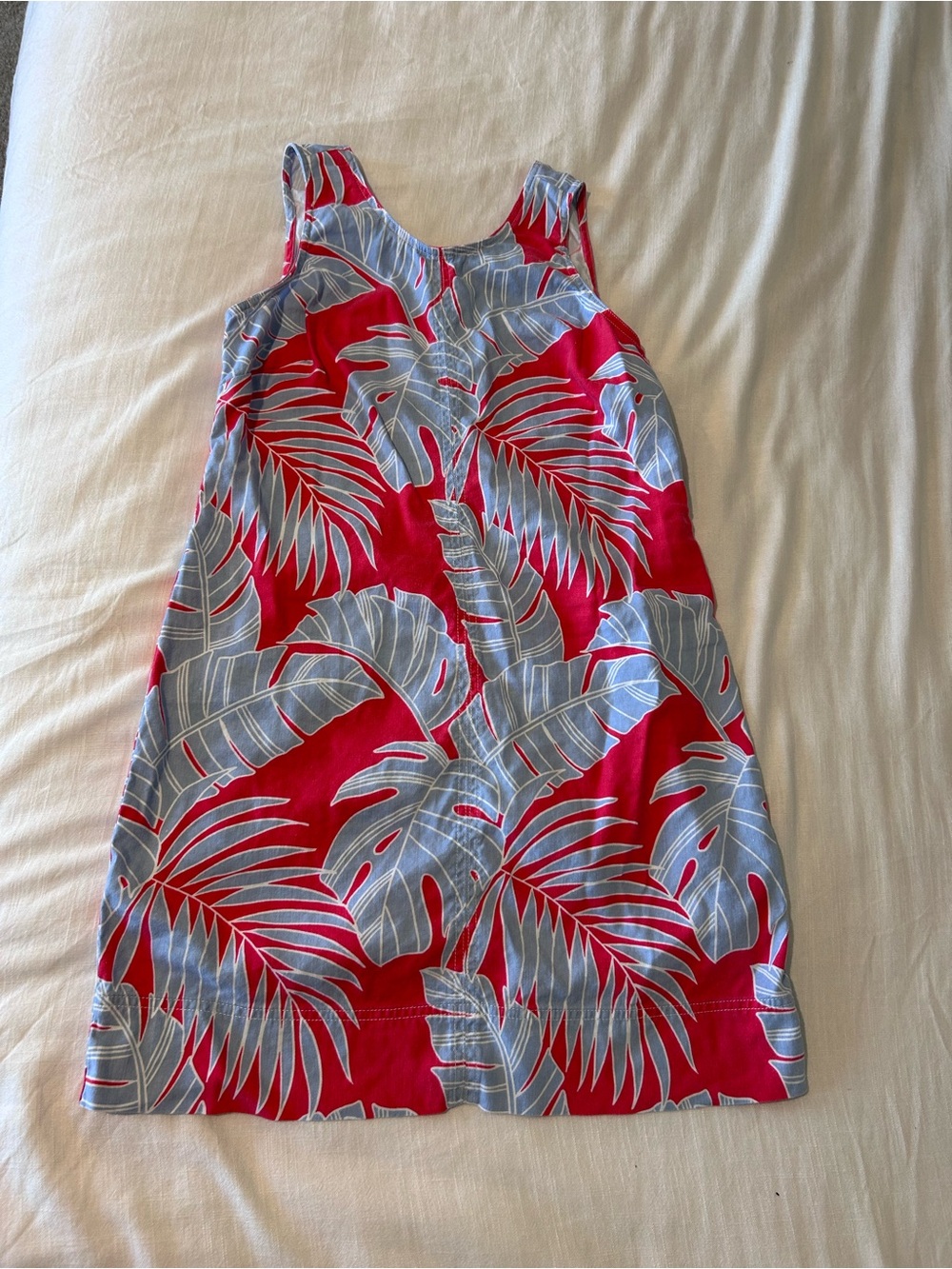 Tommy Bahama Linen Blend Tropical Palm Leaf Shift Dress Red Blue M